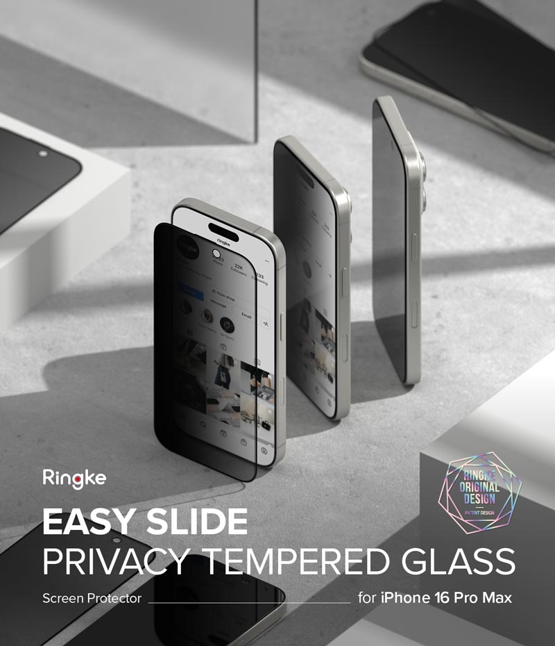 Bộ 2 Kính Cường Lực Chống nhìn Trộm Dành Cho iPhone 16 Pro Max/ 16 Pro/ 16 Plus/ 15 plus/ iphone 16/ 15 RINGKE Easy Slide Privacy Tempered Glass_ Hàng chính hãng