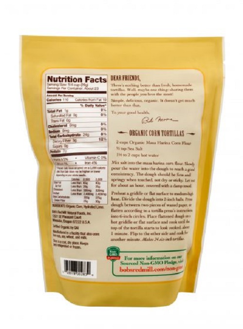 Bột ngô (bột bắp) làm tortilla hữu cơ Bob's Red Mill Golden Masa Harina Corn Flour 680g