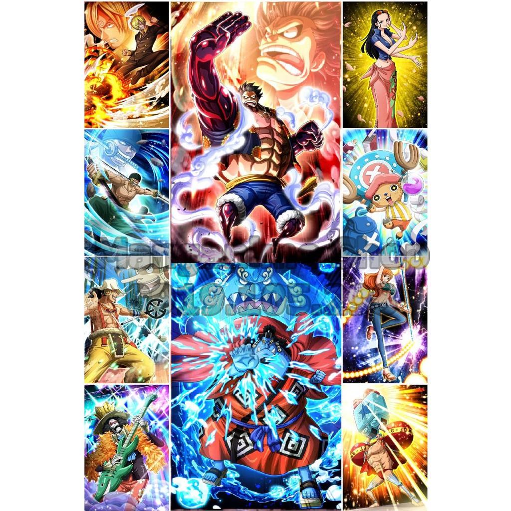 Bộ 10 tấm tranh poster áp phích băng Mũ rơm Onepiece loại dày