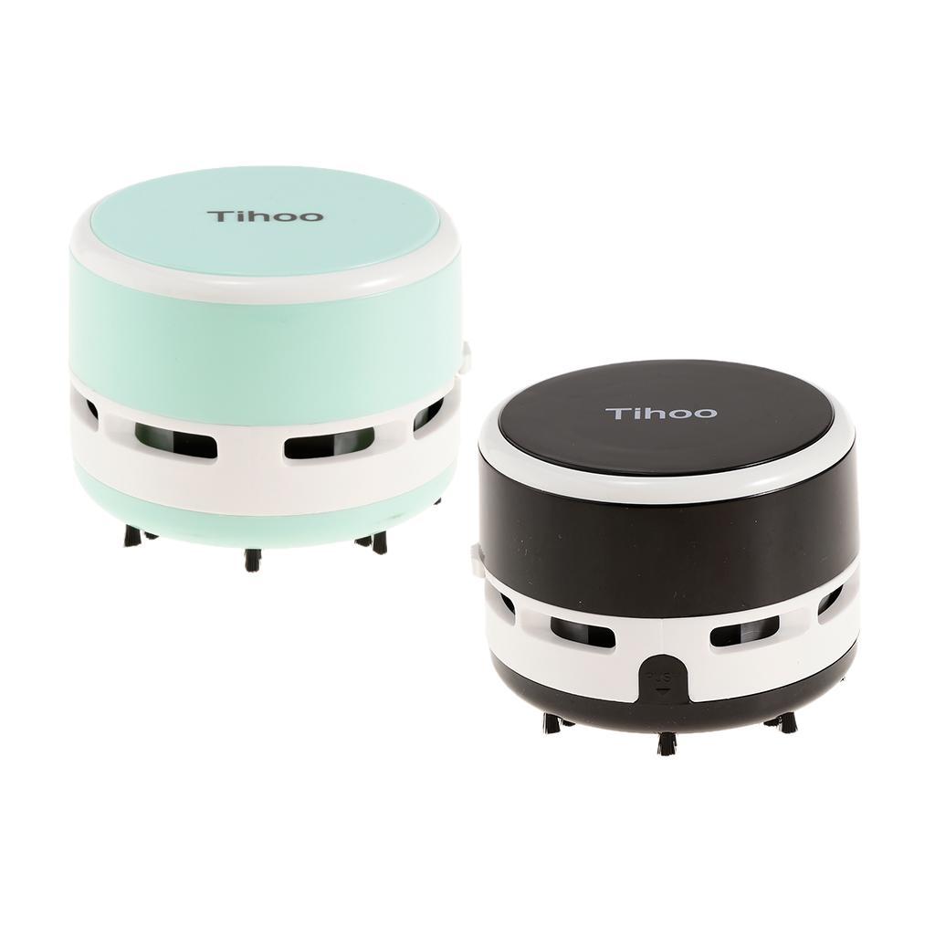 Mini Round Portable Handheld Cordless Tabletop Crumb Sweeper Desktop Dust Vacuum Cleaner Keyboard Cleaning Tool Battery Operated
