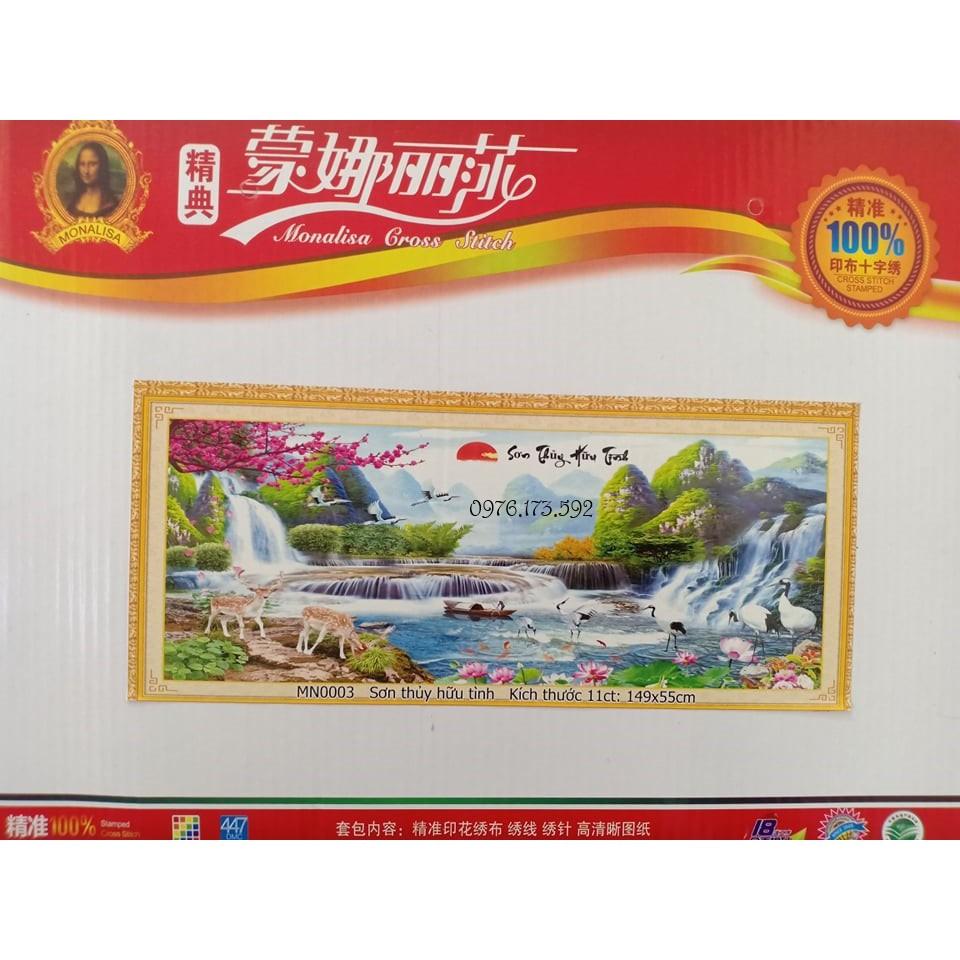 Tranh thêu chữ thập Sơn Thủy Hữu Tình I 149x55cm I MN0003