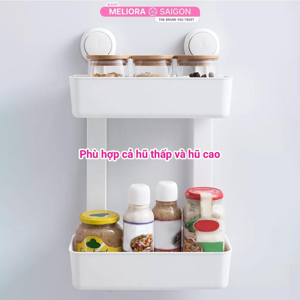 Giá treo tường 2 tầng cao cấp MELIORA không khoan tường tải treo 10kg chống nước tái sử dụng hút chân không SG635