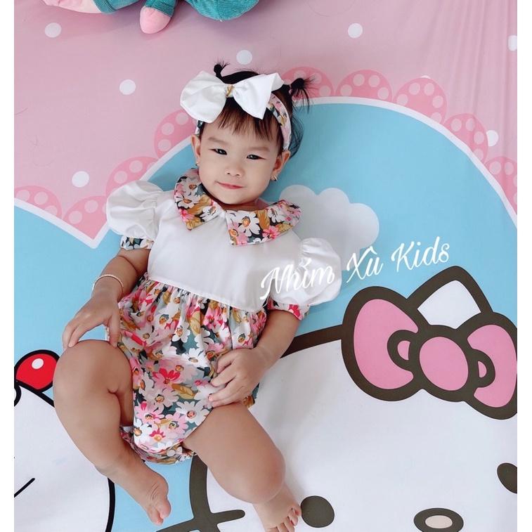 Body Cổ Sơ Mi Hoa Lụa Mềm - Mát Cho Bé Gái 3 Đến 12kg