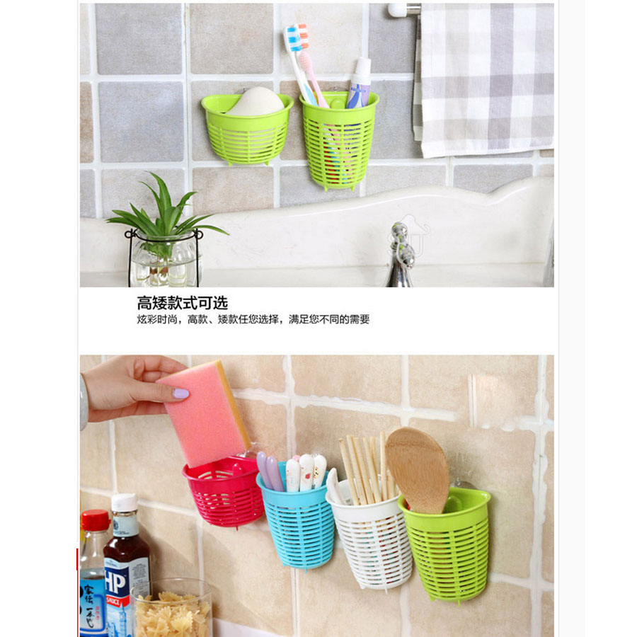 Bộ 3 rổ treo đựng giẻ rửa bát tiện lợi màu trắng - Hàng nội địa Nhật