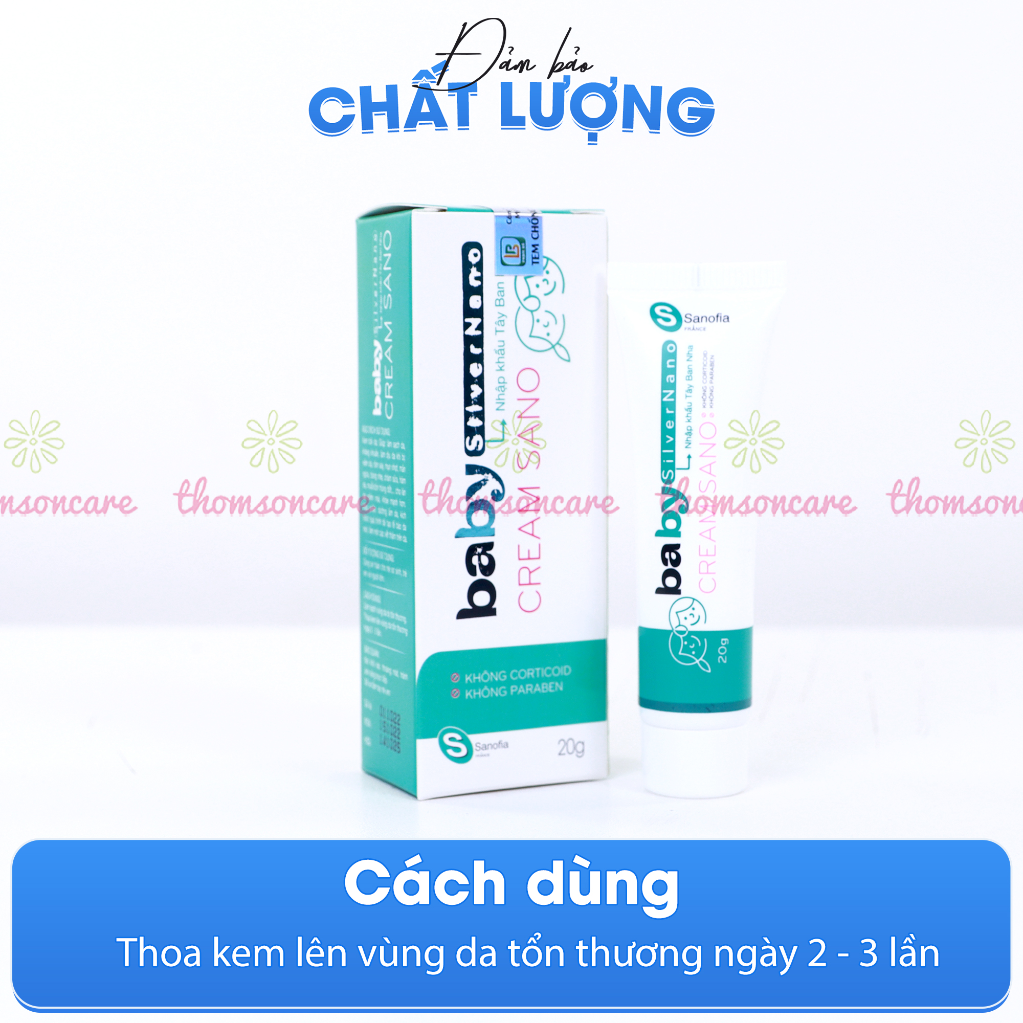 Kem bôi da cho bé Baby Cream Sano Sanofia France-Tuýp 20g  Giúp làm sạch da kháng khuẩn, làm da mềm mại- Từ Nano bạc - Thomsoncare