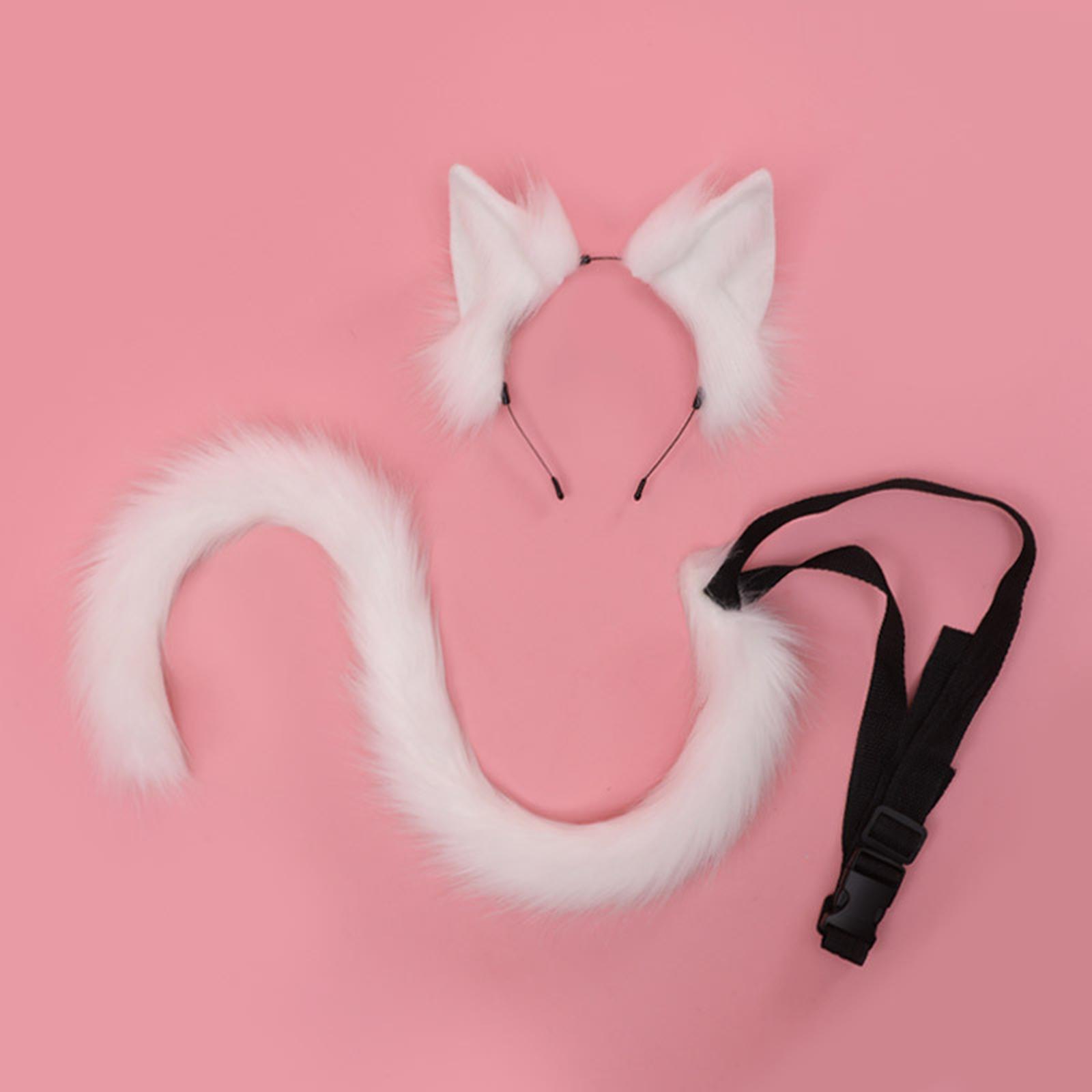 2 Pieces Plush  Hair Hoop  Long Tail  Headwear Lovely Lolita Headband for Anime