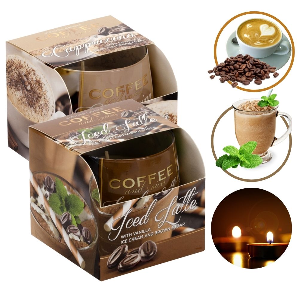 Combo 2 ly nến thơm tinh dầu Bartek Coffee and Spices 100g - cà phê capuchino, nến trang trí, thơm phòng, thư giãn, khử mùi