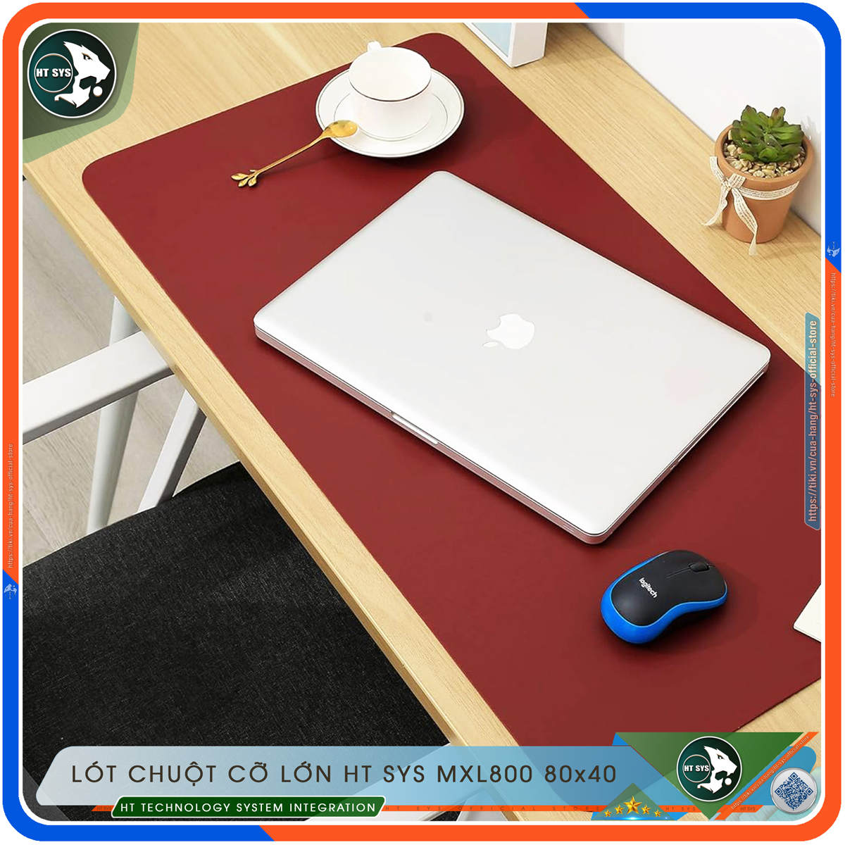 Lót Chuột Cỡ Lớn HT SYS 80x40 Và 90x45 - Miếng Lót Chuột Thiết Kế 2 Mặt, Chất Liệu PU Cao Cấp - Chống Trơn Trượt, Nước, Nhăn, Bám Bụi - Hàng Chính Hãng