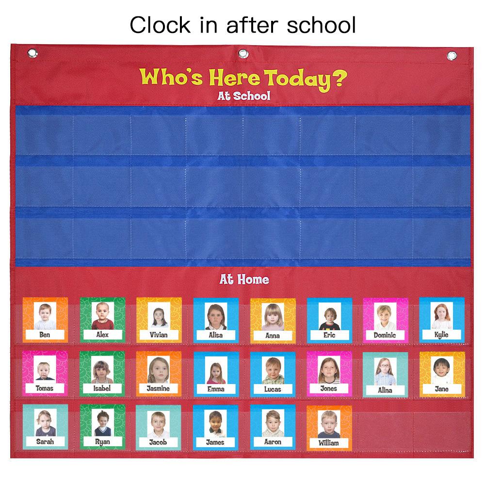 School Classroom Attendance Pocket Chart with 72 Color Cards Teacher Accessories for Classroom Management Early