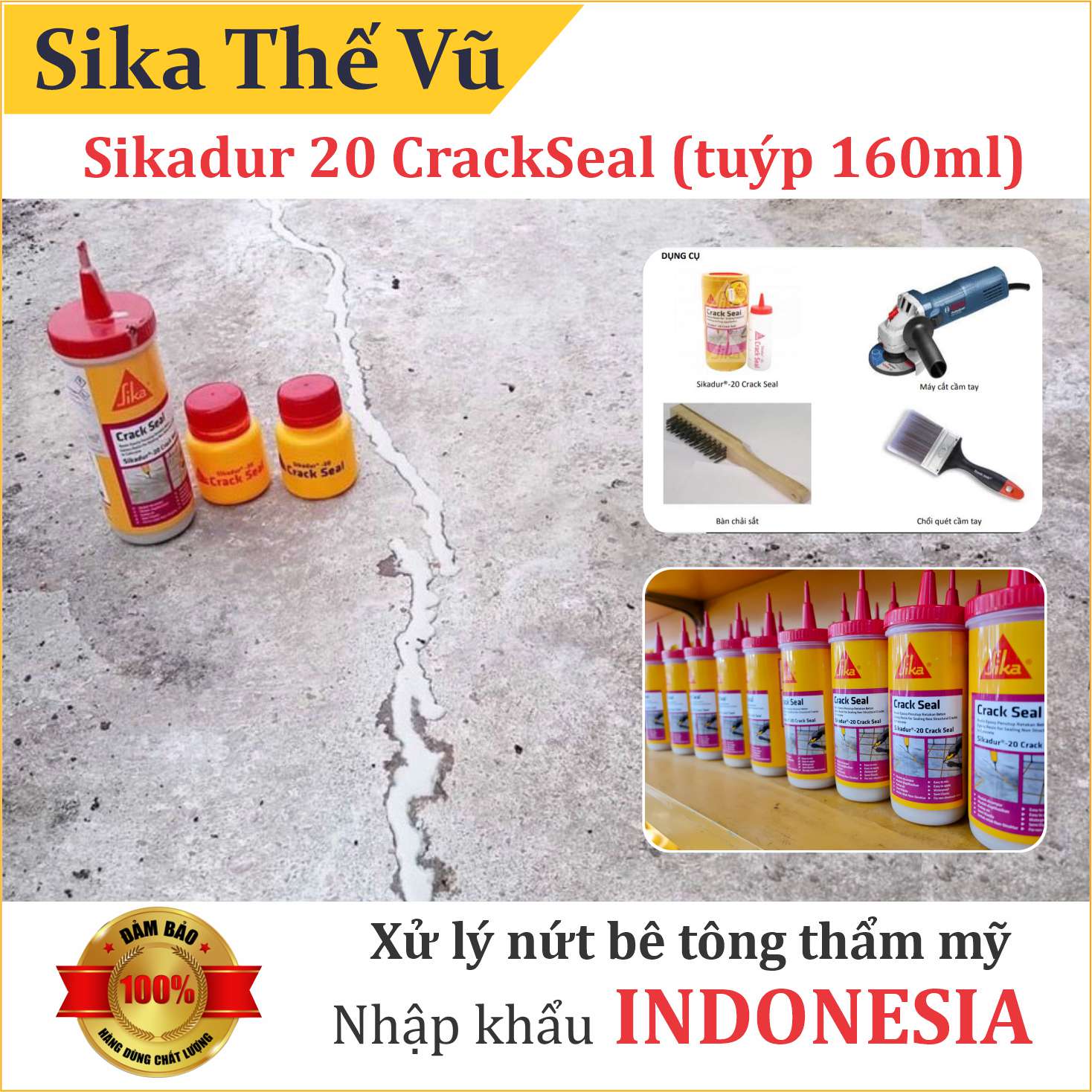 Xử lý thẩm mỹ nứt bê tông - Sikadur 20 CrackSeal (tuýp 160ml)