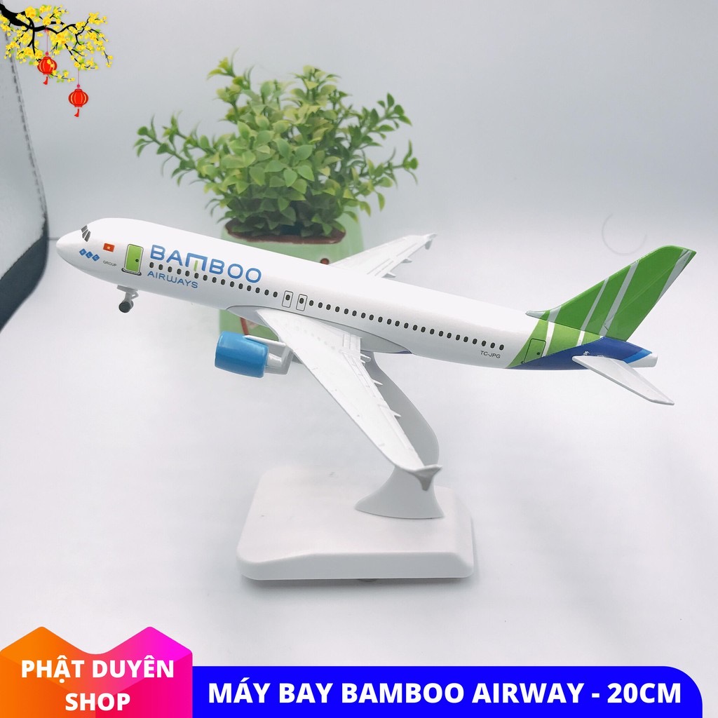 Máy Bay Mô Hình Bamboo Airway 20cm Đế Trưng Bày + Có Bánh Xe