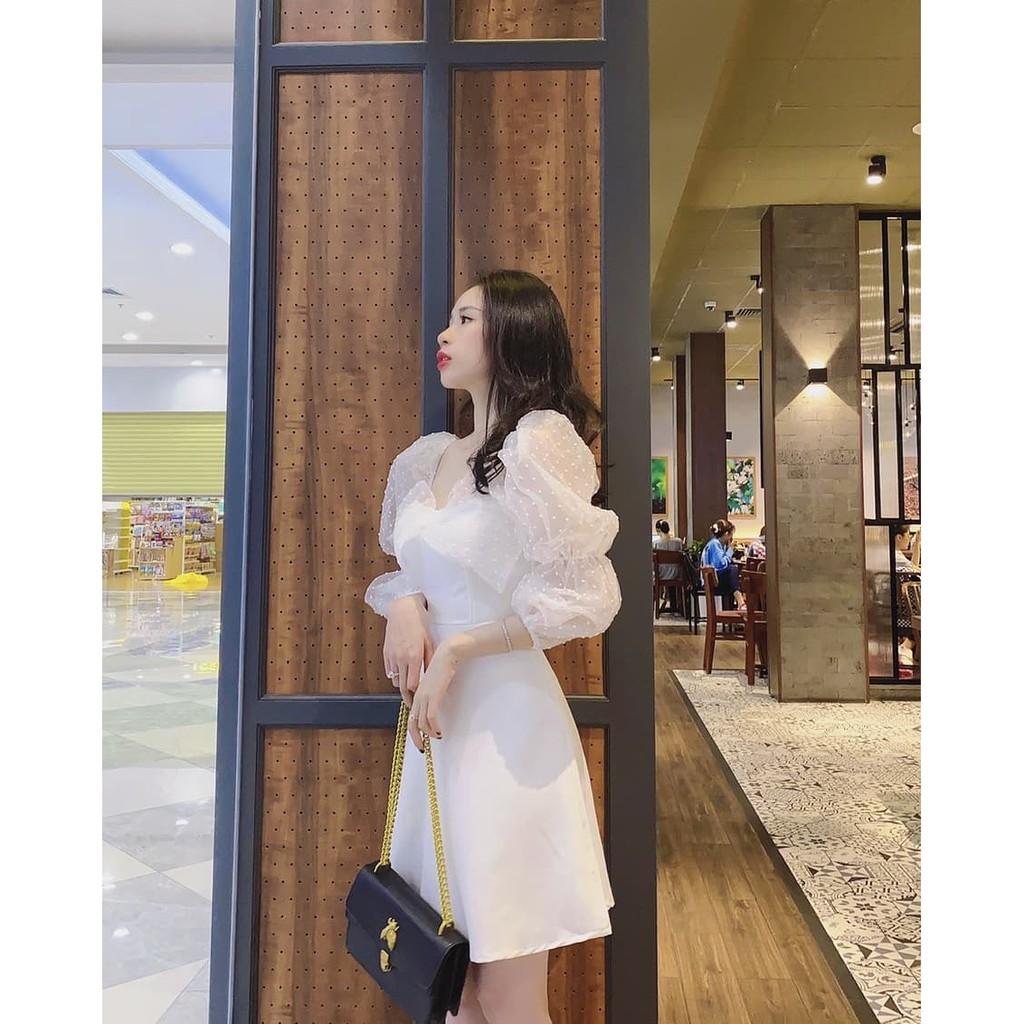 Đầm xòe voan tay phòng kết nơ ngực BY8259
