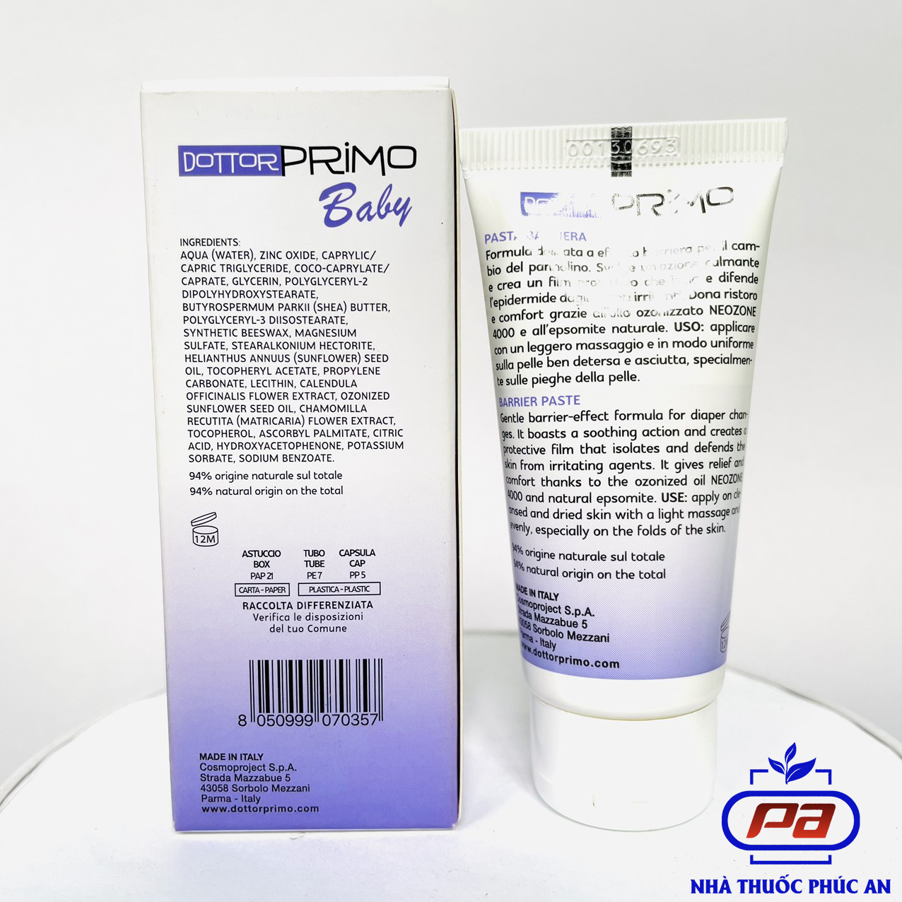 Kem chống hăm cho bé Dottorprimo Baby Diaper Paste 30ml - ngăn ngừa và làm lành hăm tả bỉm cho bé