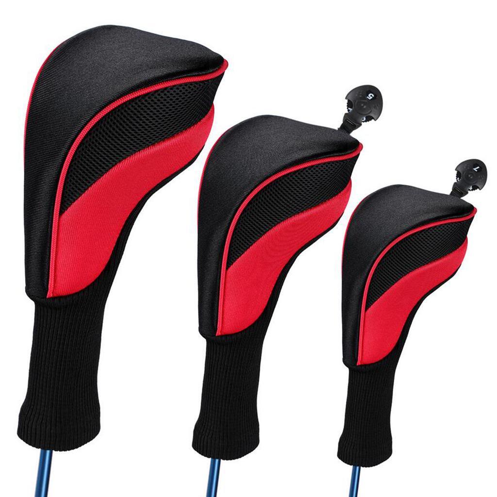 3pcs Golf Club Headcover 460cc Hybrid Driver Wood Head Cover No. 1 3 5