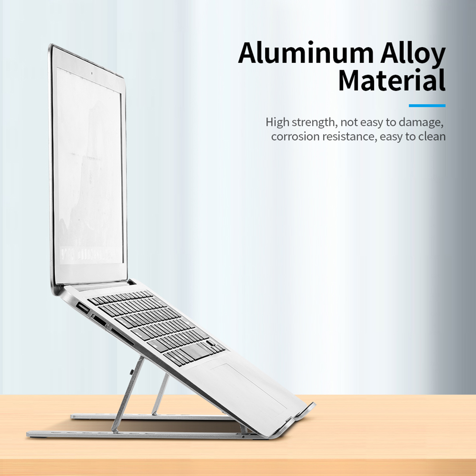Giá Đỡ Máy Tính Xách Tay Hợp Kim Nhôm Chống Trượt Có Thể Điều Chỉnh 7 Cấp Độ Có Thể Gập Lại, Màu Bạc