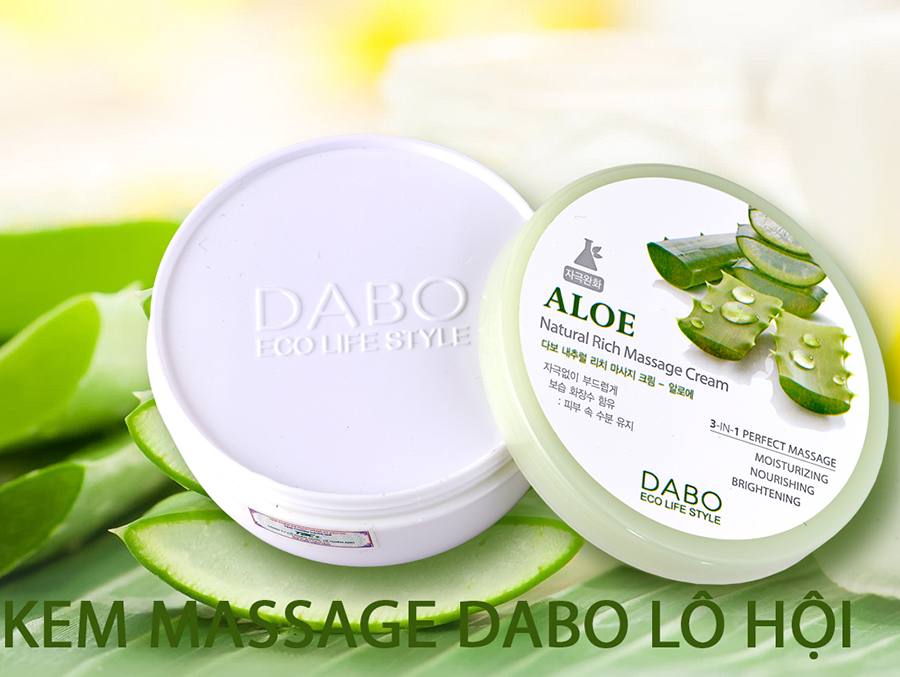 Kem massage mặt và toàn thân làm trắng và tái tạo da Dabo Aloe Natural Cream Hàn Quốc 200ml + Móc khoá