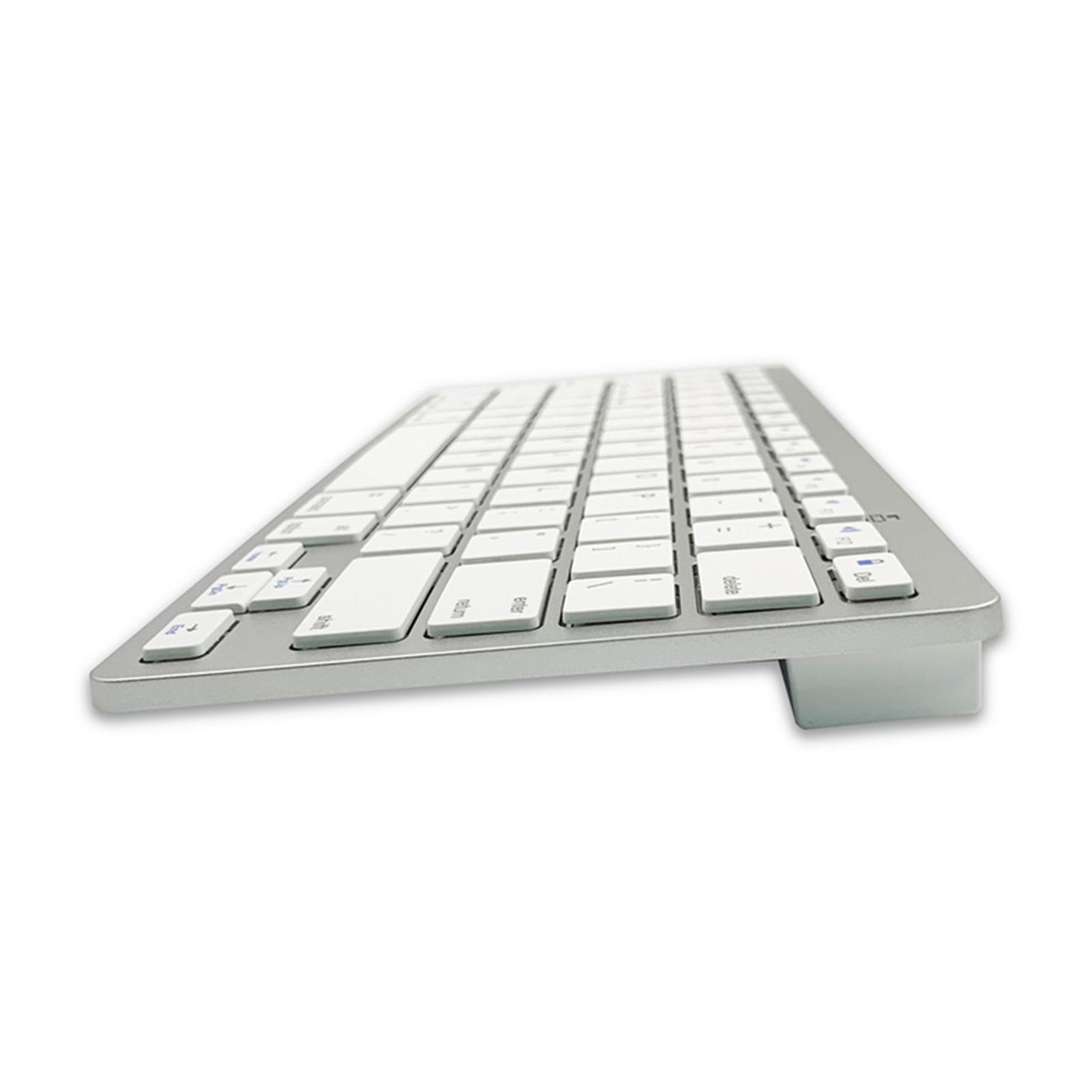 Silver Slim Portuguese 78 Keys Wireless Bluetooth Keyboard Universal Compact