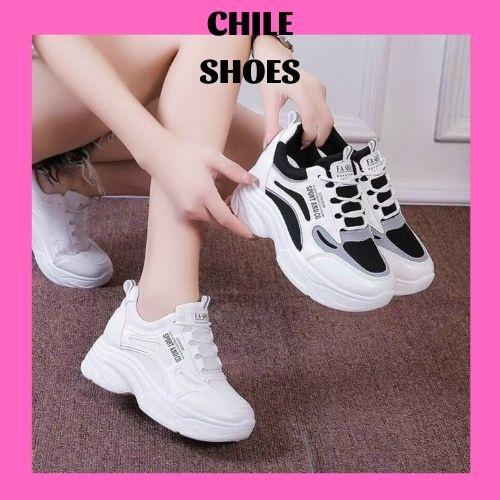 Giày Thể Thao Nữ Độn Đế, Sneaker Tăng Chiều Cao Chất Liệu Da Sang Xịn Mang Êm Chân