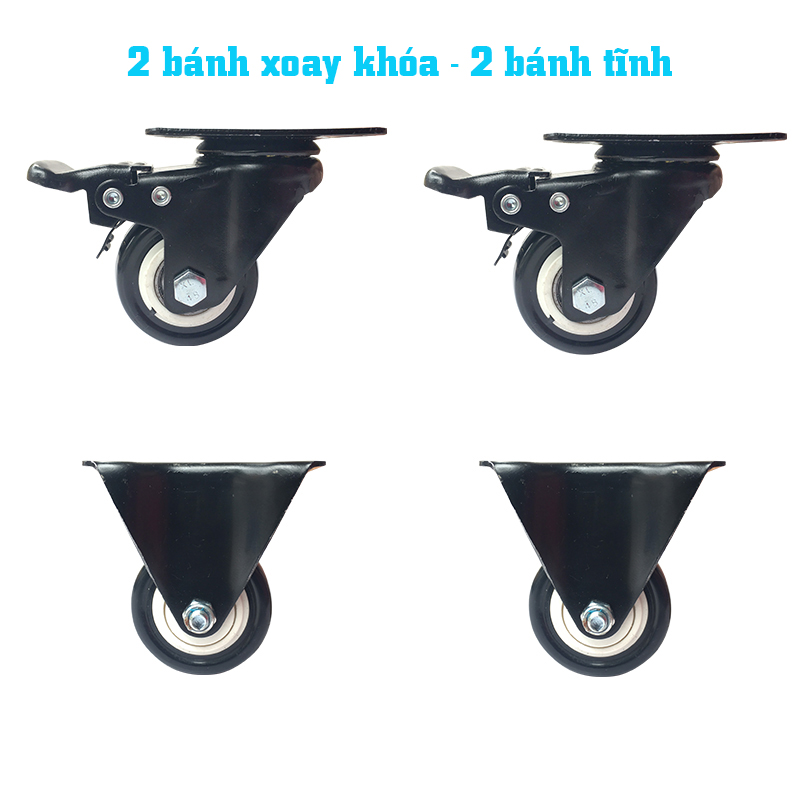 Combo 4 bánh xe đẩy cao cấp chịu tải trọng cao, KT 50x25mm - Tặng 05 nút bịt ổ điện an toàn cho trẻ