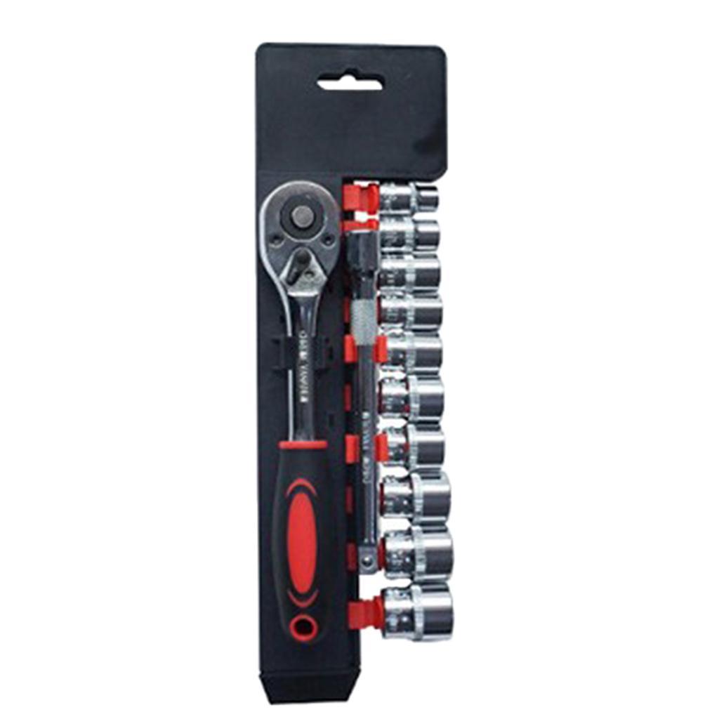 Ratcheting Socket Wrench Set - Quick Release Reversible Ratchet - Motor Repair Tools Combination Suit