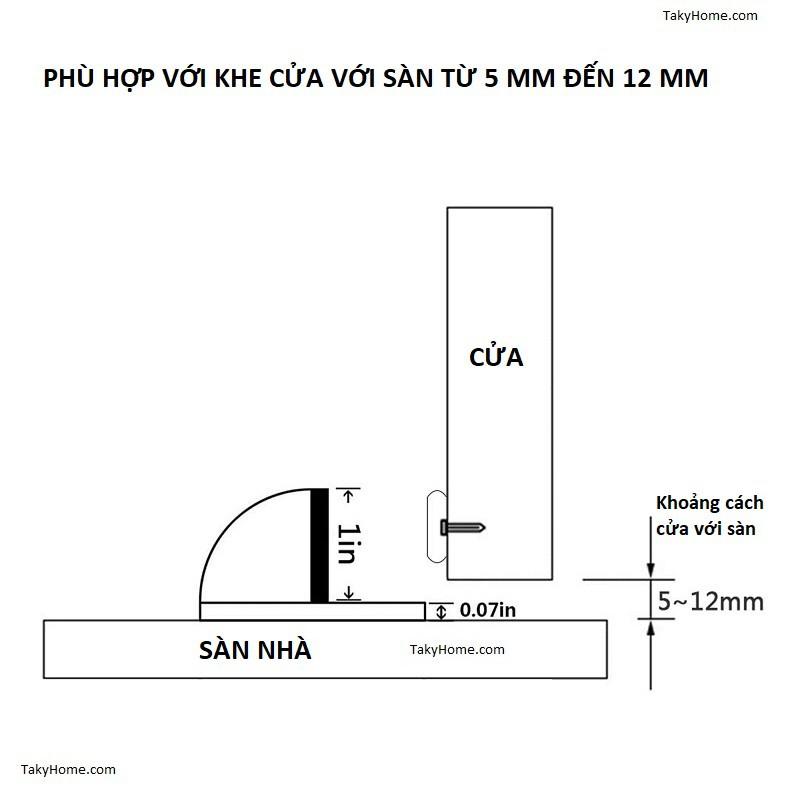 Chặn Cửa Bán Nguyệt Có Nam Châm,  Chặn Cửa Đa Năng, Chặn Cửa  Gắn Sàn Giúp Hạn Chế Va Đập Cho Cánh Cửa, An Toàn Cho Gia Đình. Giá Tốt, Tiện Dụng.  TakyHome 1200