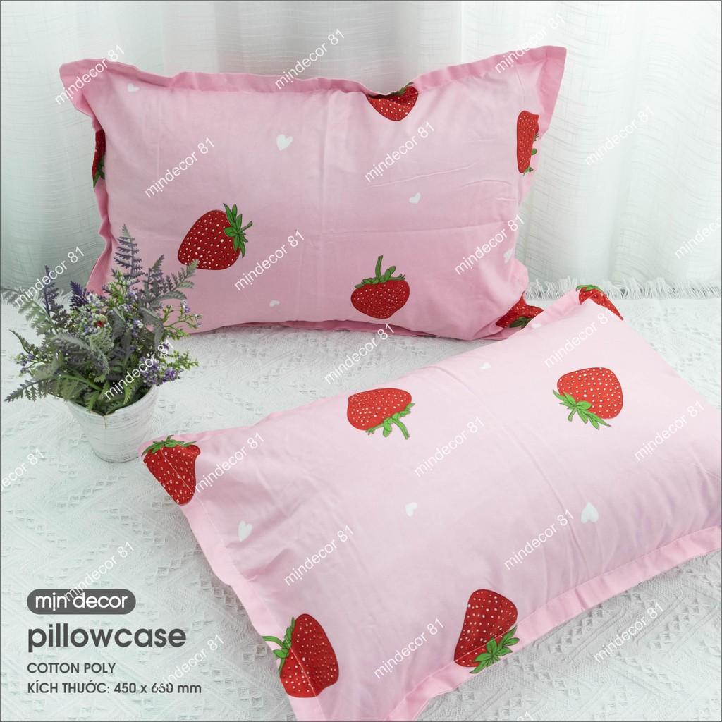 Đôi Vỏ Gối Vỏ Gối Nằm Dâu Hồng Cotton 45x65 - Thiết Kế Mịn Decor