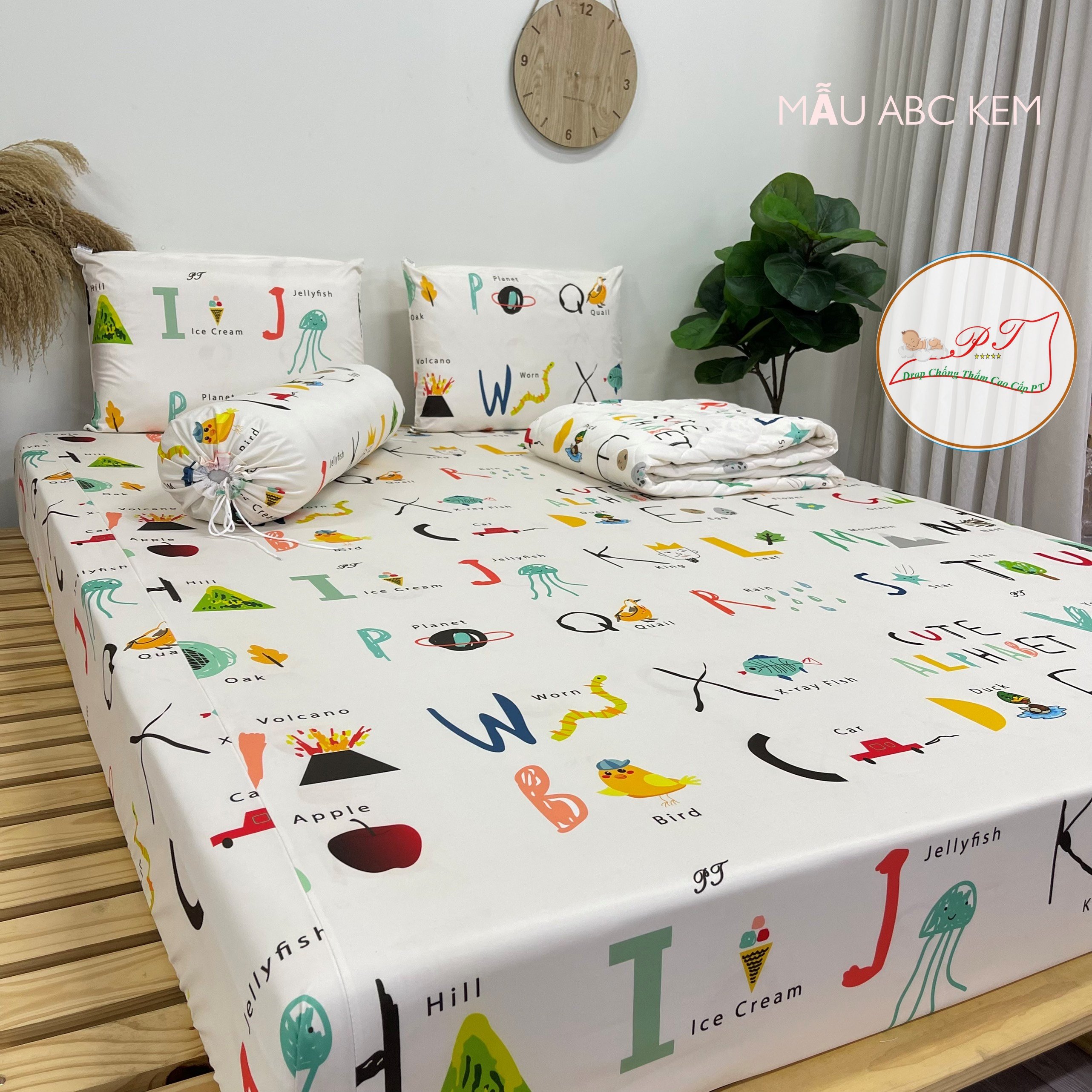 Ga Chống Thấm Cao Cấp PT Mẫu Họa Tiết ABC Kem