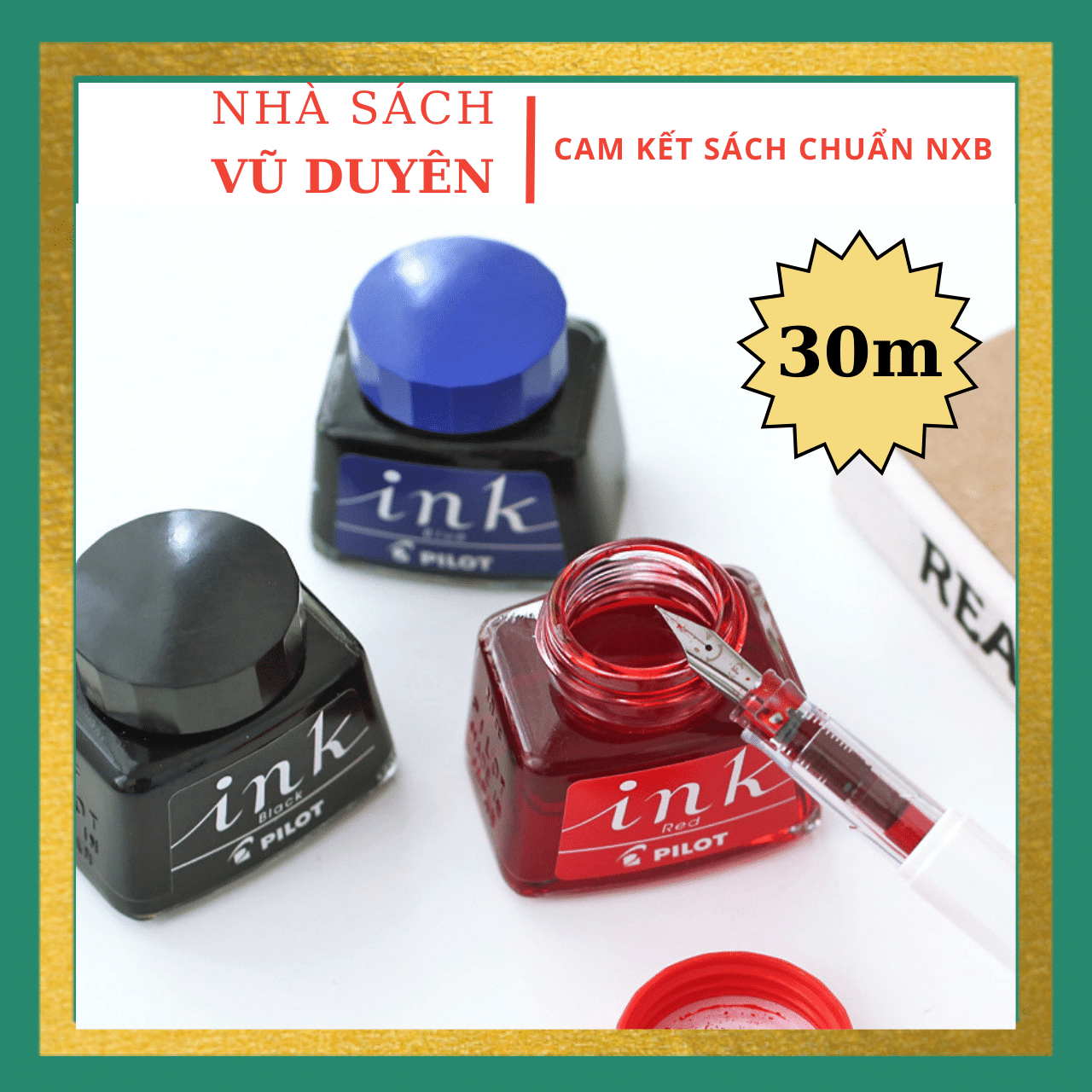 Mực Ink Pilot 30ml màu xanh, đen, đỏ dành cho bút máy luyện chữ không phai không lắng cặn Vũ Duyên