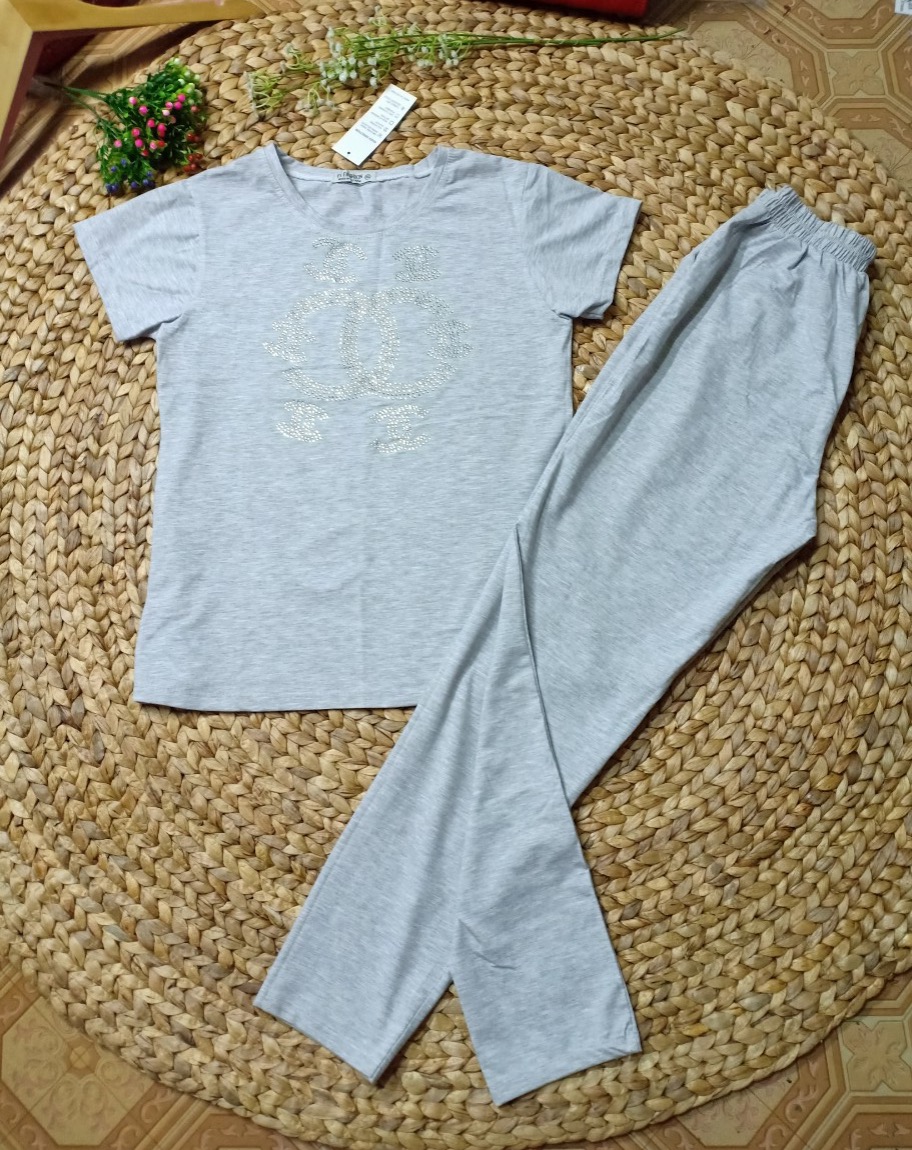 Đồ bộ nữ mặc nhà chất liệu vải thun Cotton 100%, 3 size, 40-70kg vừa, Hình Chim Công