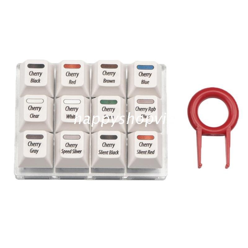 HSV White Keycaps Testing Tool Cherry 12 MX Switches Keyboard Tester Kit Clear Keycaps Sampler PCB Mechanical Keyboard