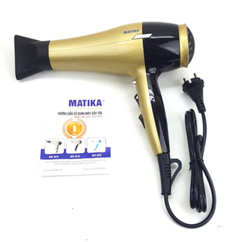 Máy sấy tóc 2000W Matika MTK-3315 chỉnh nhiệt độ và tốc độ gió riêng, có chế độ sấy mát