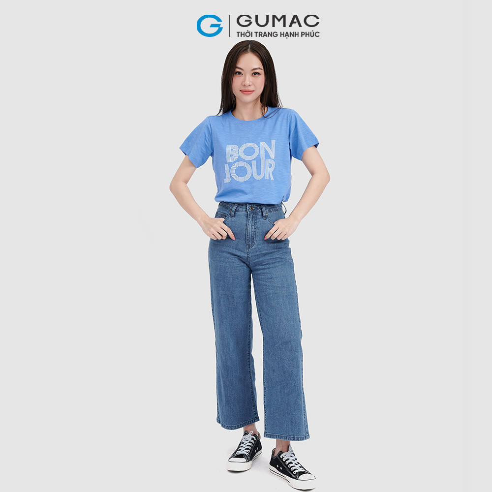 Áo thun nữ GUMAC ATC10033 in chữ BONJOUR năng động