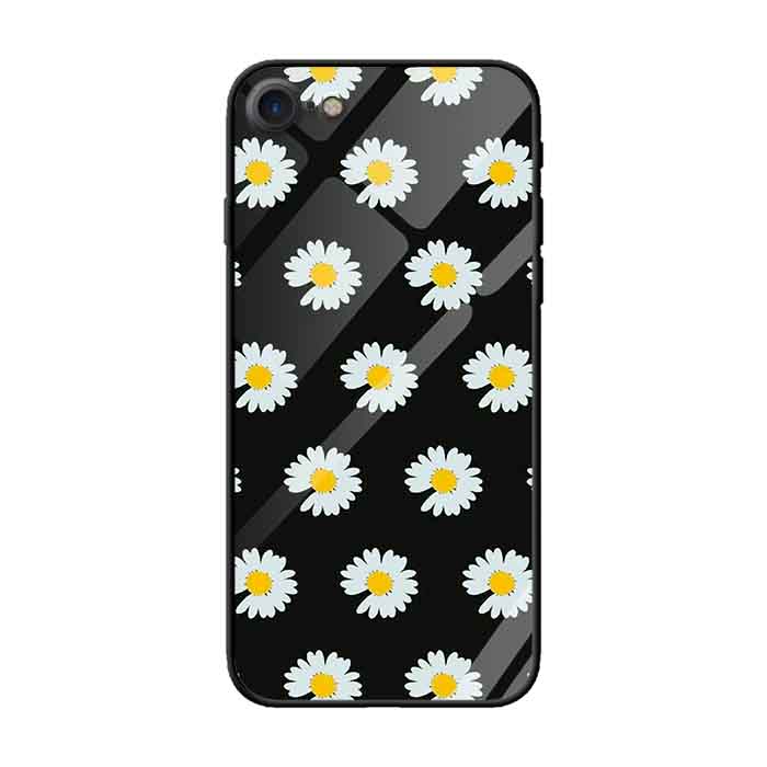 Ốp lưng kính cường lực cho iPhone 7 /8 Nền Họa Tiết Hoa Cúc Peace - Hàng Chính Hãng