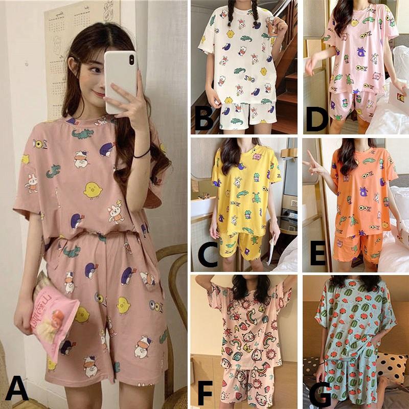 Set Đồ Ngủ Ngắn Tay Dáng Rộng Cho Nữ