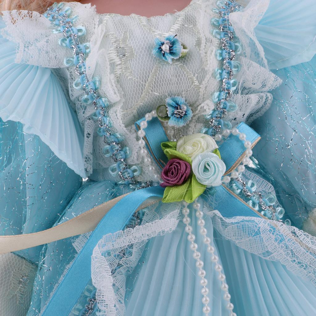 40cm Victorian Porcelain Doll Action Figures Decoration in Light Blue Dress