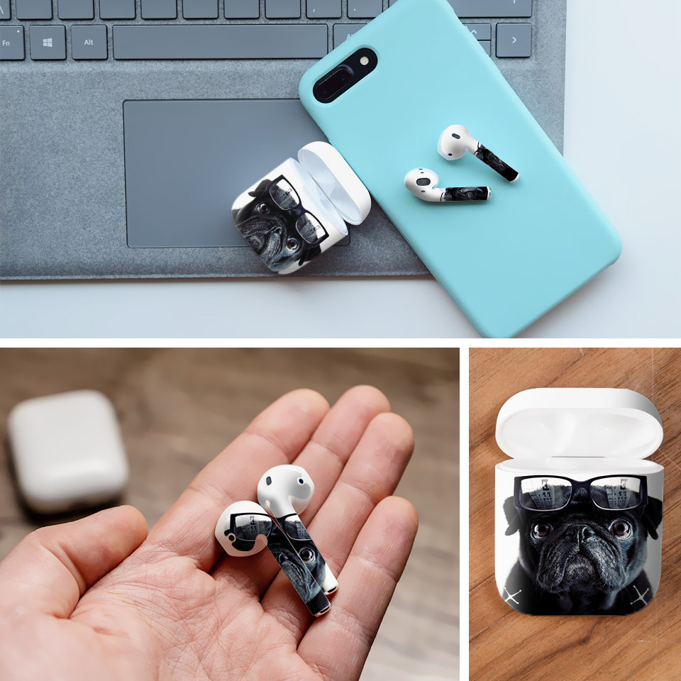 Miếng dán skin chống bẩn cho tai nghe AirPods in hình con vật - dvz007 (bản không dây 1 và 2)