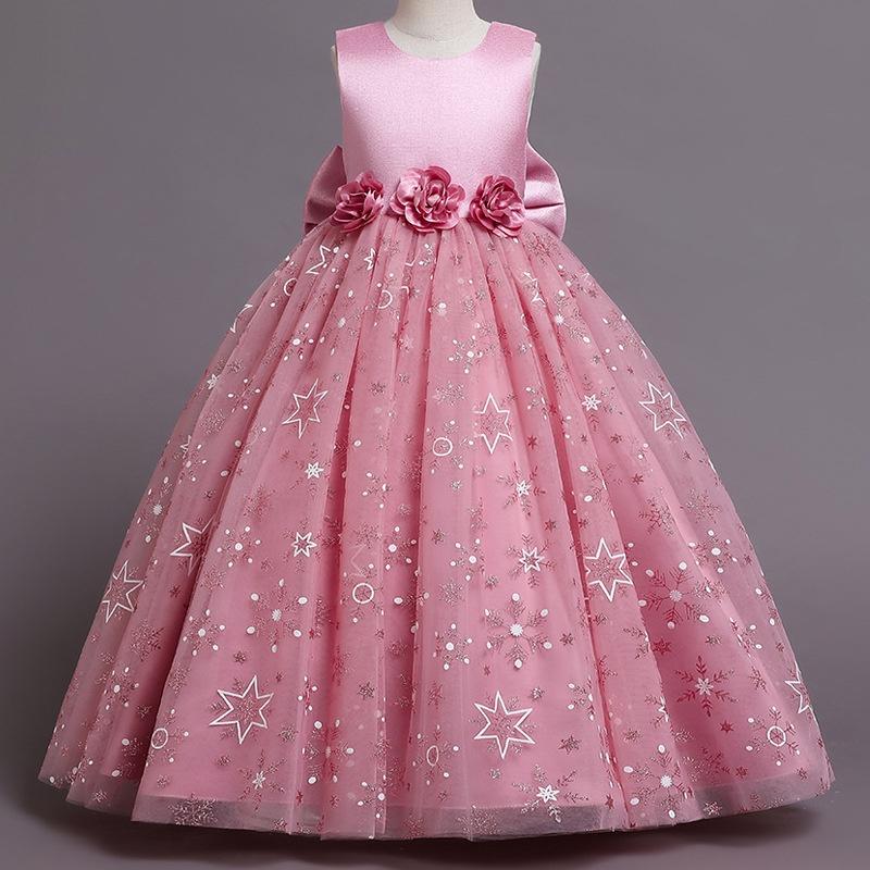 DC5 Size110-160 (13-40kg) Đầm công chúa cao cấp (Đầm voan gắn nơ lớn vải lụa dự tiệc đám cưới) hàng quảng châu