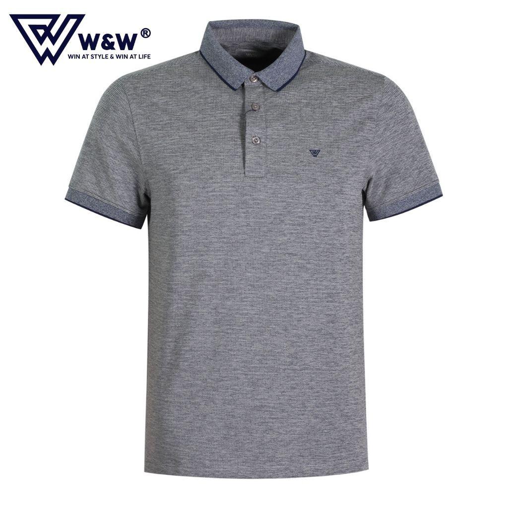 Áo Thun Polo Nam W&amp;W Dáng Regular Fit- Cổ Áo Không Chân Phối Màu Khác Biệt, Chất Liệu Thoáng Mát, Thấm Hút Tốt WPO77R