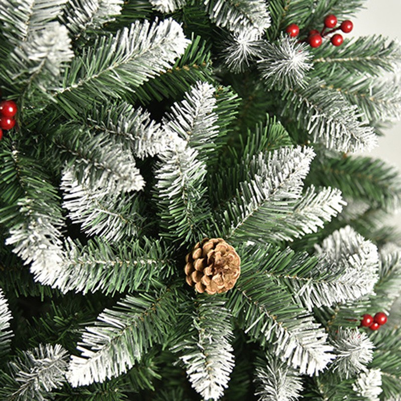 Cây thông C5 - 1.5m cao cấp sơn tuyết gắn trái đỏ trang trí noel, giáng sinh
