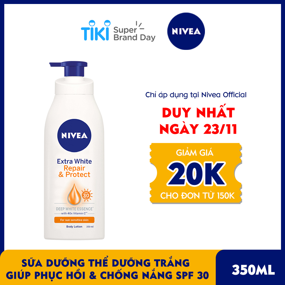 Sữa Dưỡng Thể Dưỡng Trắng NIVEA Giúp Phục Hồi &amp; Chống Nắng SPF 30 (350ml) - 88311