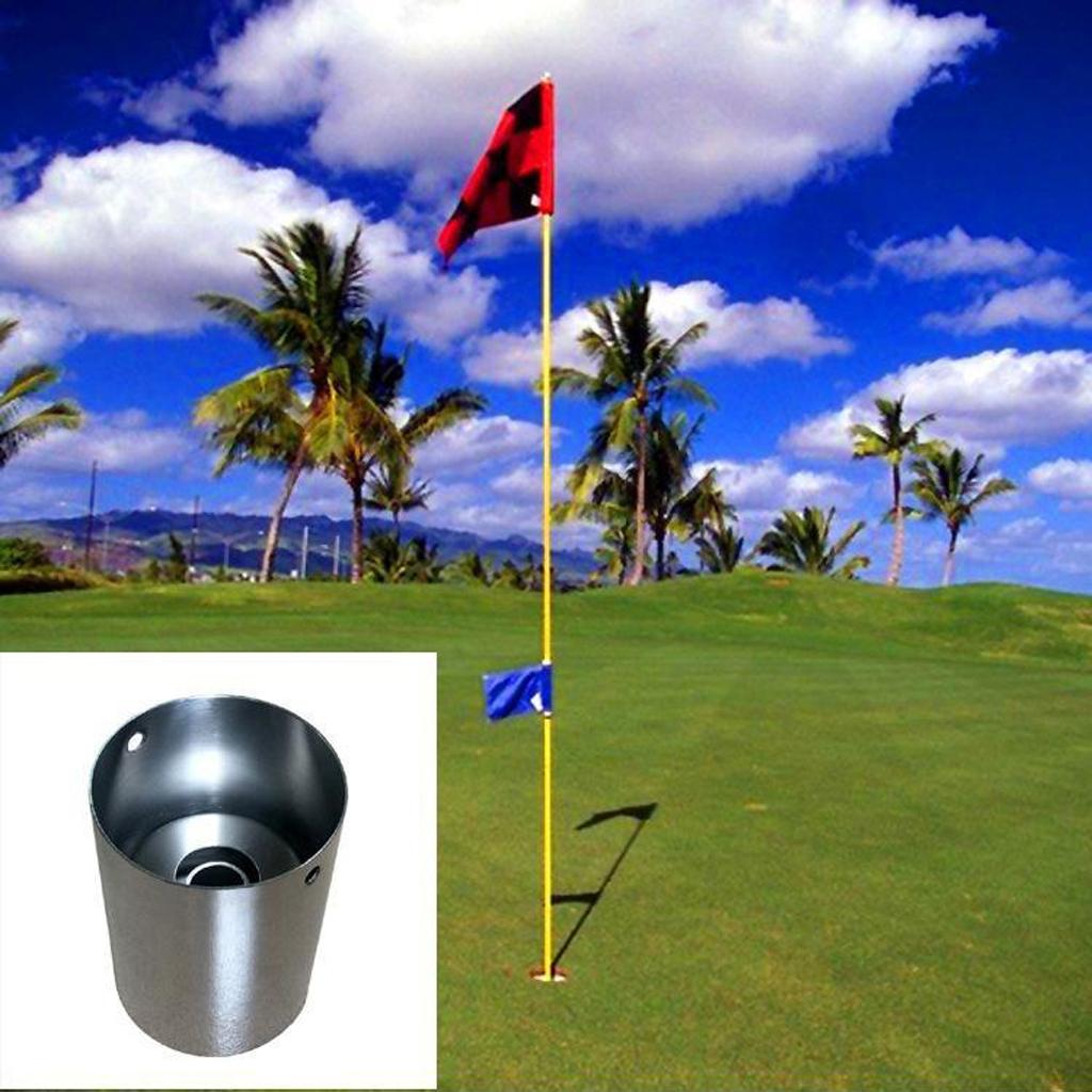 Stainless Steel Golf Training Hole Cup Putting Green Golf Practice Cup Flagstick Holder Accessories