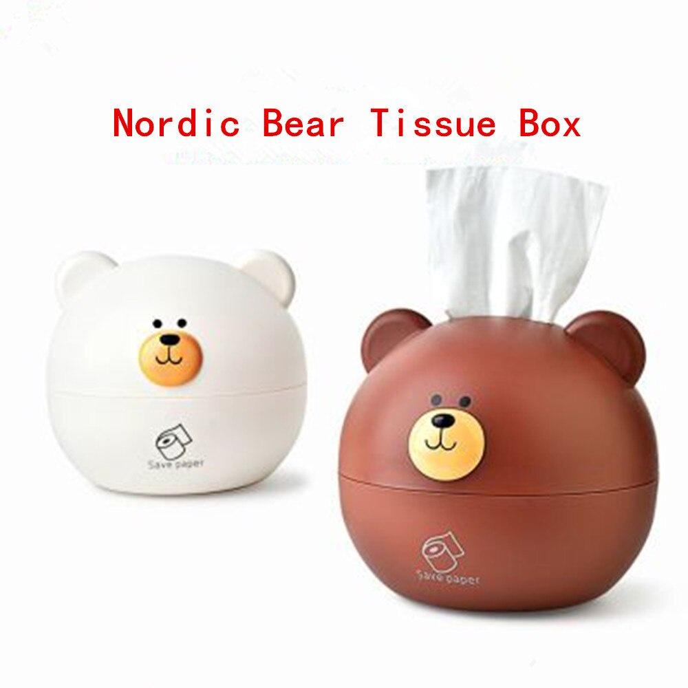 Cute bear tissue box Nordic Roll paper storage box Round Shaped Tissue Box Container Towel Napkin Tissue Holder