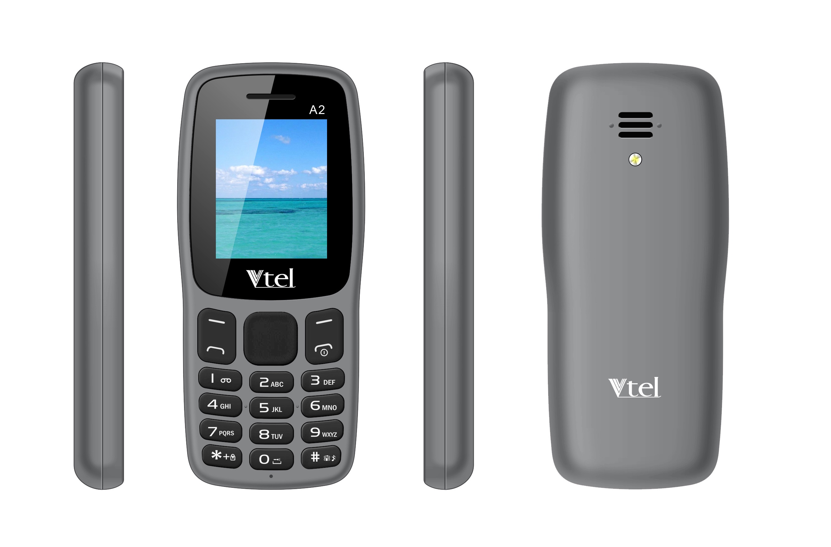 Điện thoại di động GSM Vtel A2 (Màu xám khói) – Hàng chính hãng