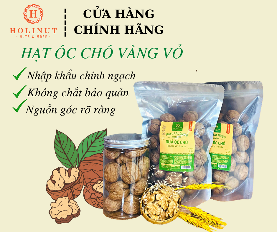 Quả Óc Chó Vàng Mỹ Nguyên Vỏ Chuẩn Hàng Nhập Khẩu, Không hôi dầu, Tặng dụng cụ tách vỏ