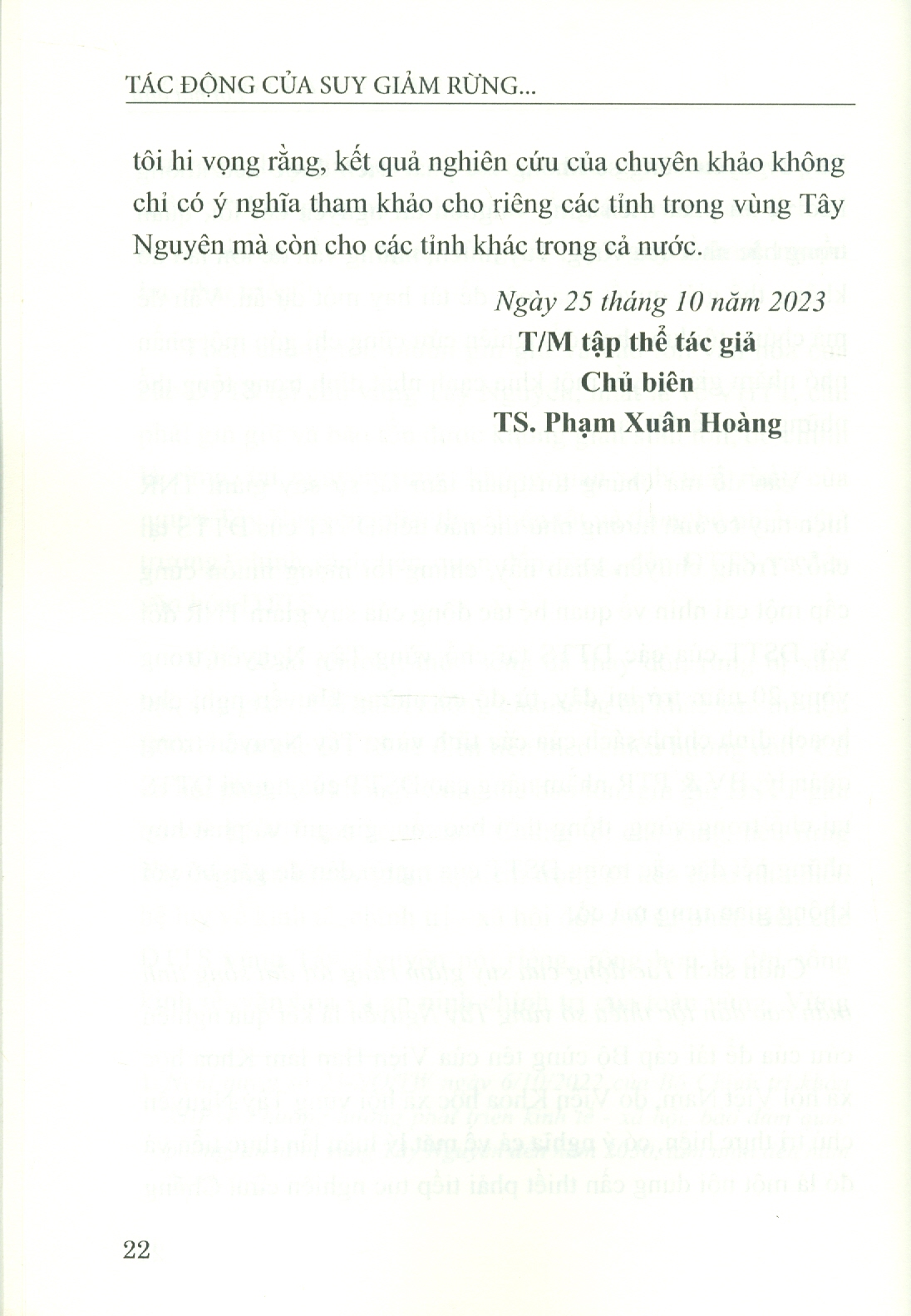Tác Động Của Suy Giảm Rừng Tới Đời Sống Tinh Thần Các Dân Tộc Thiểu Số Vùng Tây Nguyên (Sách chuyên khảo) - TS. Phạm Xuân Hoàng chủ biên