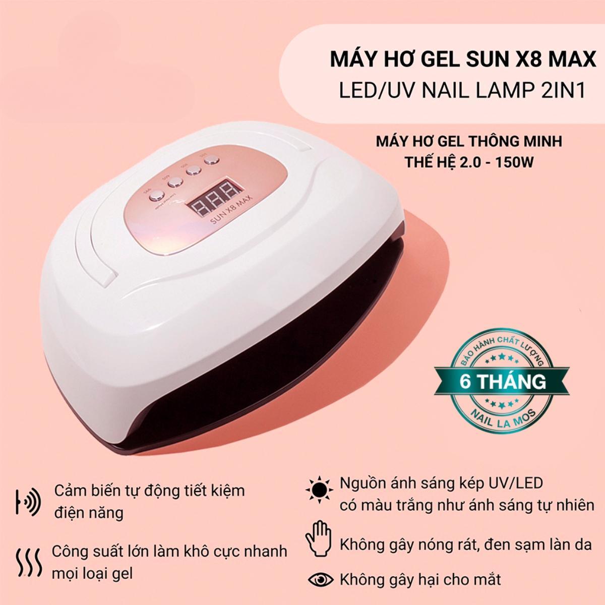 Máy Hơ Gel Sun X8 Max 150W, 57 Bóng, Khoang Rộng Cho 2 Tay Hoặc 2 Chân Làm Nail, Bảo Vệ Quá Nhiệt, Khô Gel Nhanh