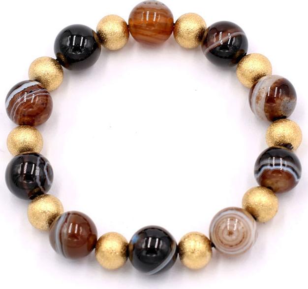 Vòng tay chuỗi hạt - đá mã não nâu sọc 10 ly VMANSHVT1 - vòng đeo tay phong thủy