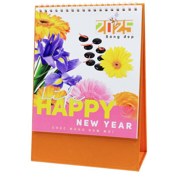 Lịch Bàn Đứng 2025 - Sống Đẹp - Văn Lang VL-LB02 - Lịch Văn Lang - Đế Màu Cam