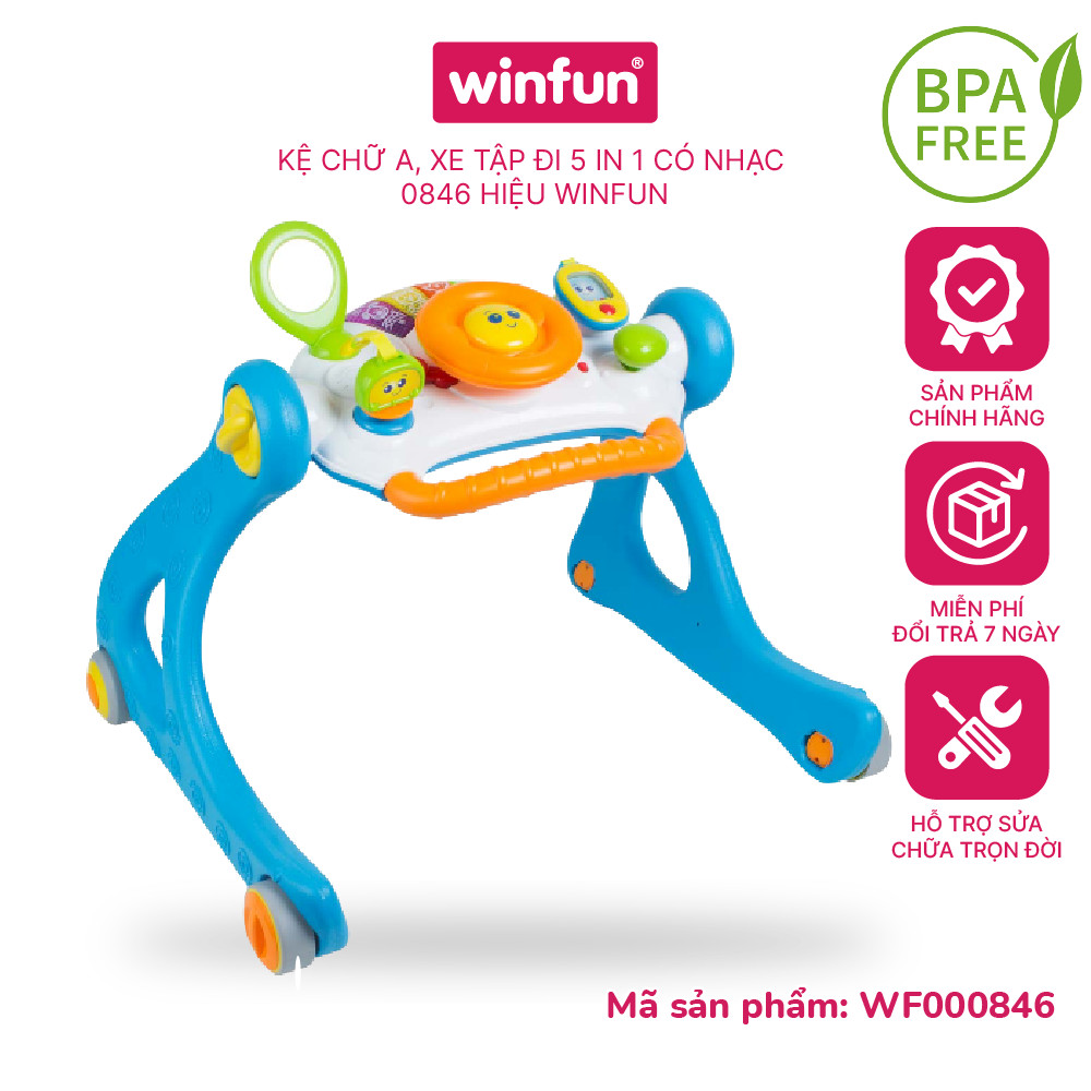 Kệ Chữ A Kết Hợp Bàn Tập Đứng, Xe Tập Đi 5 In 1 Winfun 0846