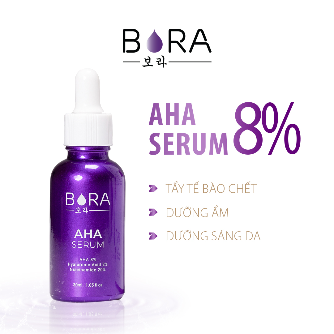 Tinh chất ngăn ngừa mụn dưỡng ẩm cho da Bora AHA 8% Serum lọ 30ml